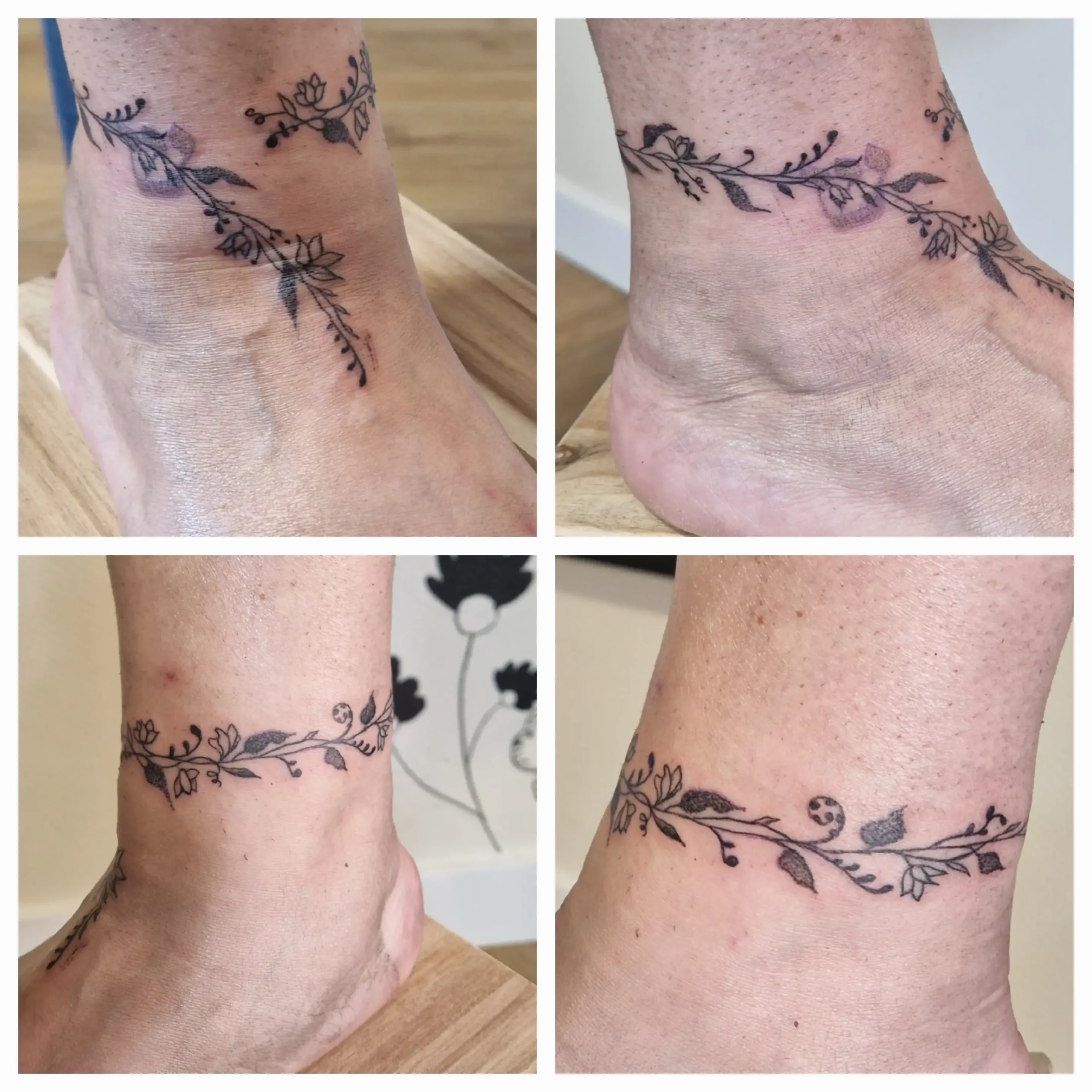 Tatouage de fleurs sur la cheville.